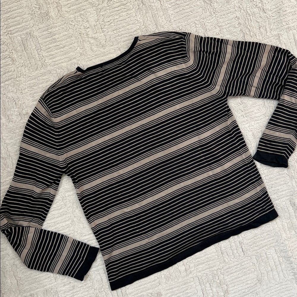 City Silk Striped 70% Silk 30% Cotton Knit Top in Black & Tan, Size Large, EUC - Picture 11 of 16